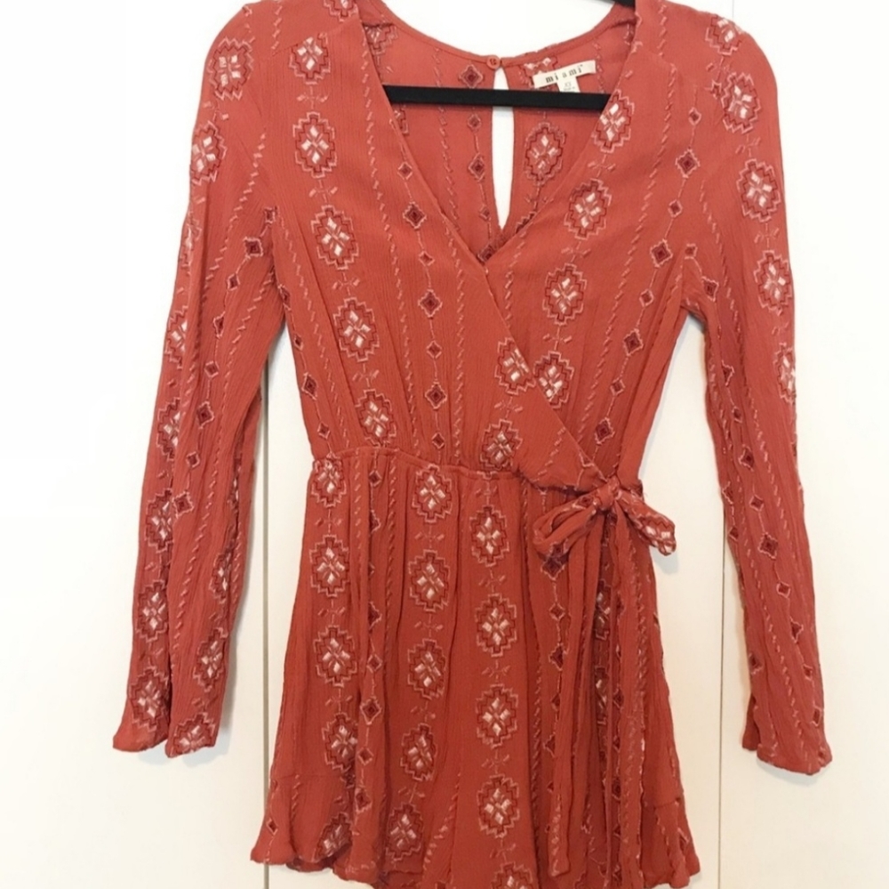 Francesca's Collection Mi Ami Red Orange Romper